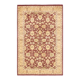 Mogul, One-of-a-Kind Hand-Knotted Area Rug in Red, 4' 9" x 7' 4" For Sale