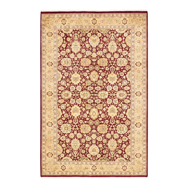Mogul, One-of-a-Kind Hand-Knotted Area Rug in Red, 4' 9" x 7' 4" For Sale