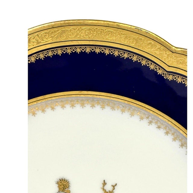 Antique Sevres 1848 Chateau Des Tuileries Cobalt Gilt Armorial Cabinet Plate For Sale - Image 9 of 12
