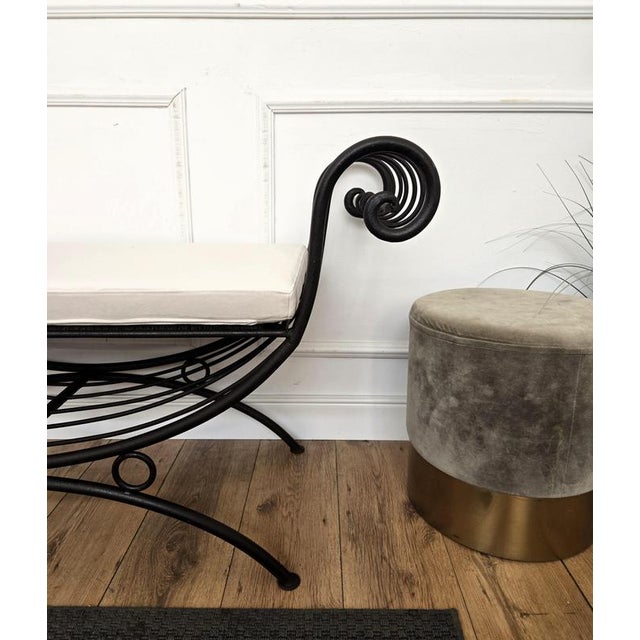 1960s Italian Metal Iron Bench with Roll Arm, 1960s For Sale - Image 5 of 11