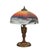 Antique Jefferson Textured Reverse Painted Landscape Table Lamp, Signed Shade, C1920 Measures - 23 3/4" x 17 7/8" x 16...
