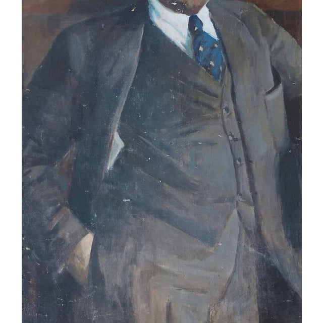 Original Vladimir Lenin Portrait, Antique Soviet Oil Painting 129-110 For Sale - Image 4 of 6