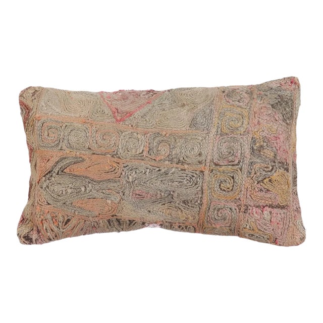 Faded Embroidered Kilim Pillow Cover For Sale