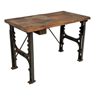 Italian Industrial Wooden and Cast Iron Console Table, 1800s For Sale