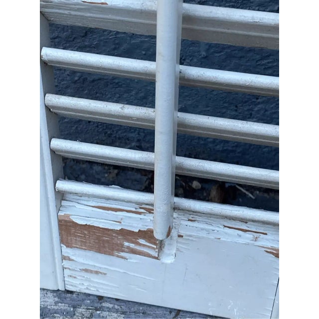 Pair of Vintage White Wood Interior Bifold Louver Window Shutters For Sale - Image 4 of 4