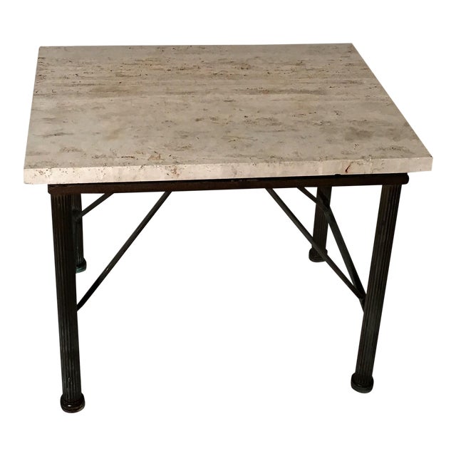 Travertine Indoor/Outdoor Side Table Chairish