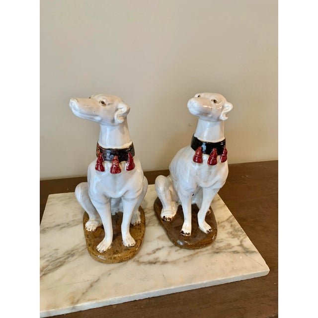 Italian Mid 20th Century Italian Ceramic Whippet Sculptures - a Pair For Sale - Image 3 of 12