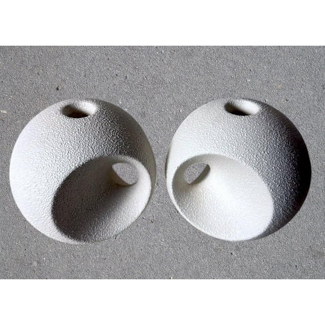 Mid 20th Century Bertoncello Pair of Mid 20th Century White Glazed Ceramic Candlesticks Design by Roberto Rigon For Sale - Image 5 of 18