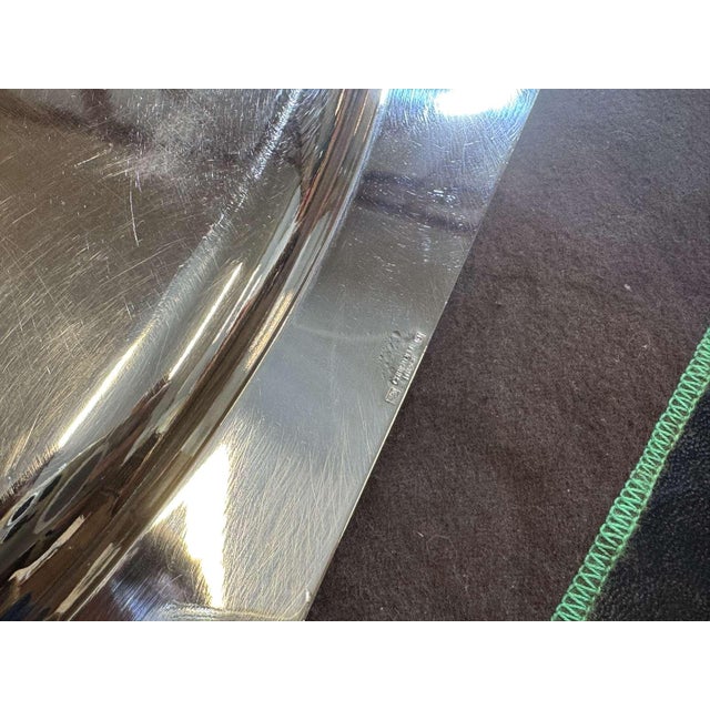 Silver-Plated Metal Tray with Villars Pattern from Christofle For Sale - Image 3 of 4
