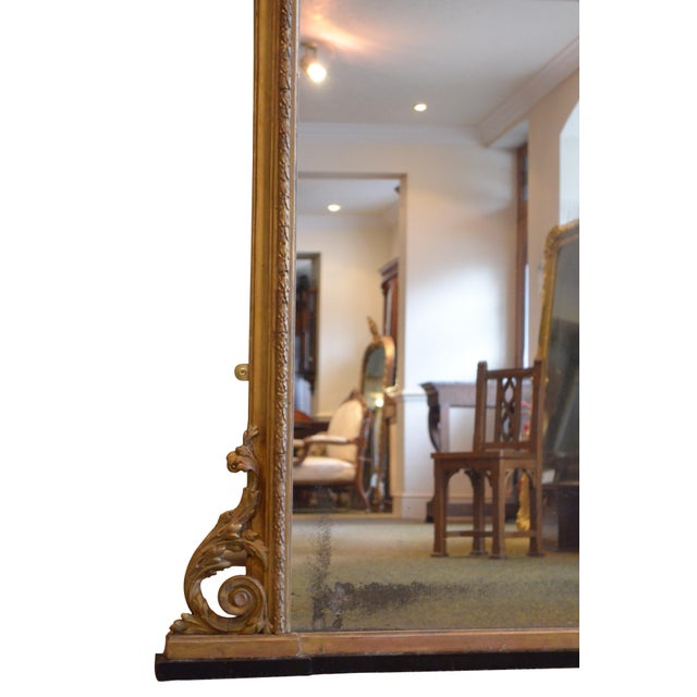 Large Victorian Giltwood Arched Overmantel Mirror, 1850 For Sale - Image 4 of 15