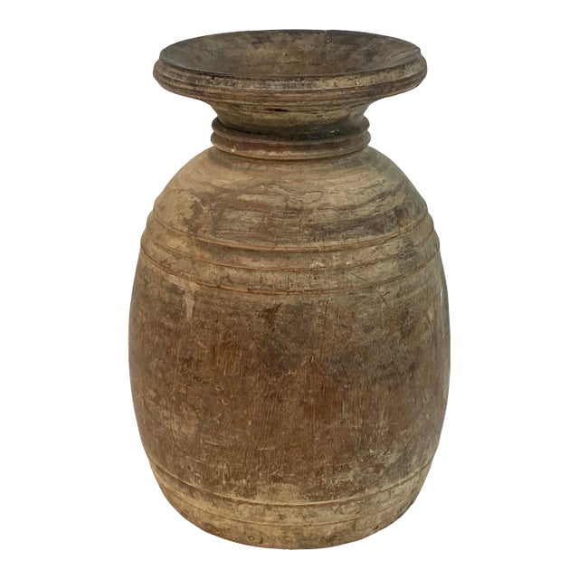 Large Rustic Wood Jug Vase For Sale
