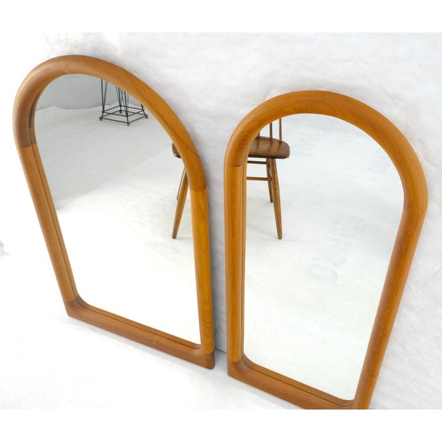 Pair of Teak Dome Shape Solid Teak Danish Mid Century Modern Mirrors MINT For Sale - Image 13 of 15
