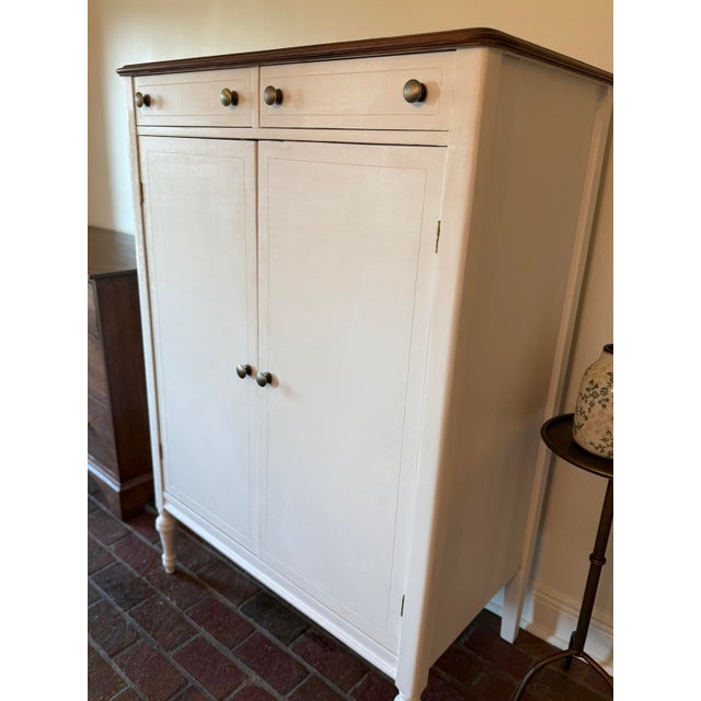 Vintage Refinished Wood Armoire With Fitted Drawers & Hanging Storage For Sale - Image 10 of 12