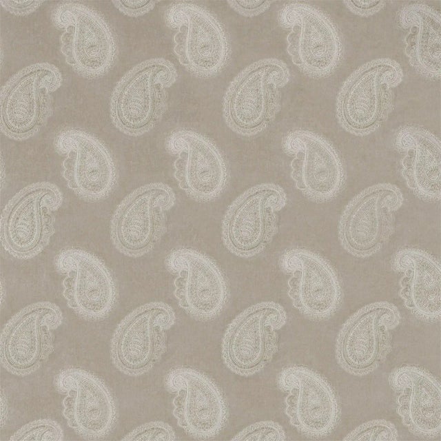 Zoffany Orissa Velvet Fabric in Pale Linen - a Sample For Sale