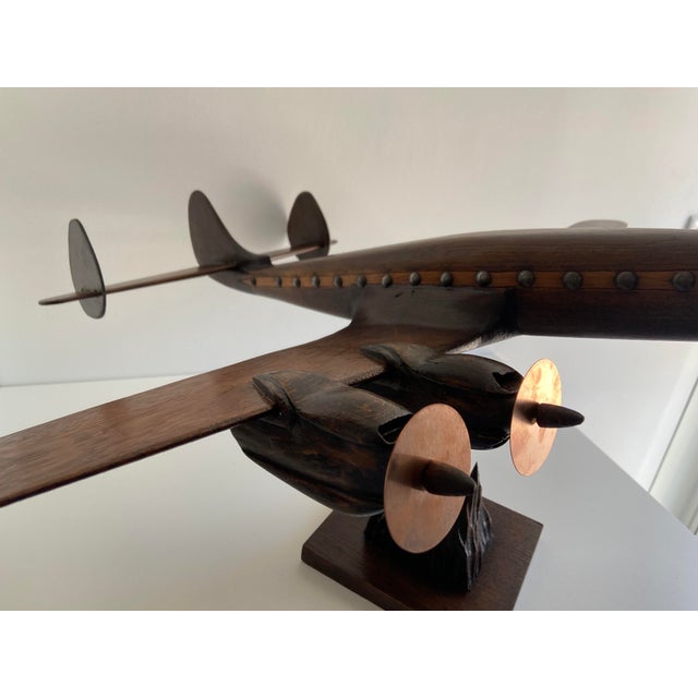 Lockheed Constellation Airplane Sculpture Model in Carved Wood, 1940 For Sale - Image 4 of 18