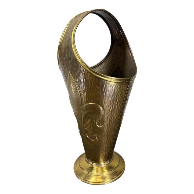 Vintage French Style Carved Brass Umbrella Stand For Sale