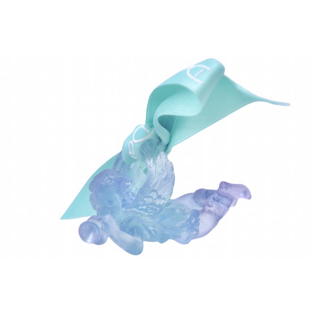 French Daum French Blue Trumpeting Angel For Sale - Image 3 of 5