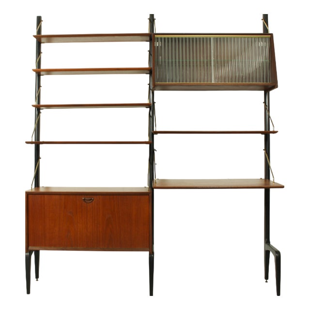 Teak Modular Wall System by Louis Van Teeffelen for Wébé, 1950s For Sale