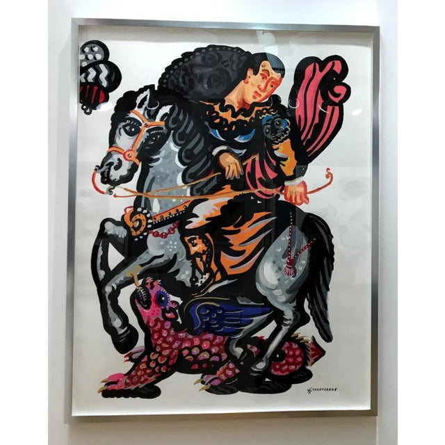 Rider and the Pink Dragon, Pop Art Contemporary Style, Classical Bold Painting, 2018 For Sale - Image 6 of 6