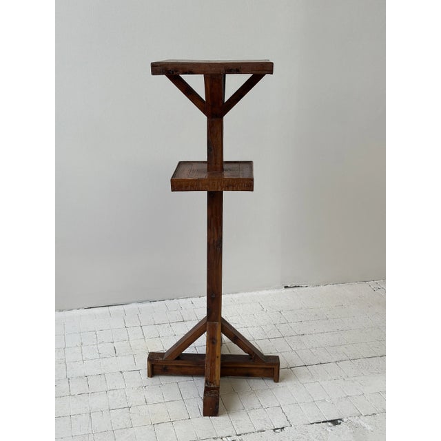 Vintage Constructivist Parquetry Tiered Wood Pedestal Stand, Circa 1940s-50s For Sale - Image 10 of 18