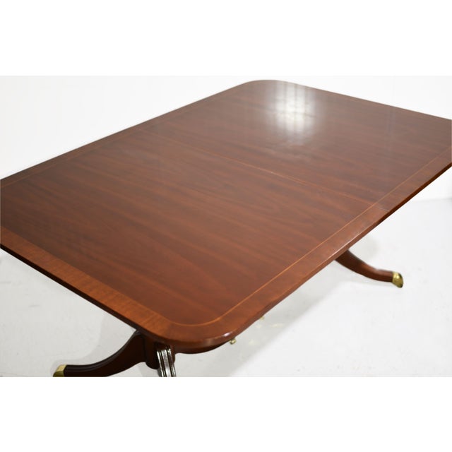 Brown Mid Century Georgian Double Pedestal Banded Dining Table by Kindel Furniture For Sale - Image 8 of 12