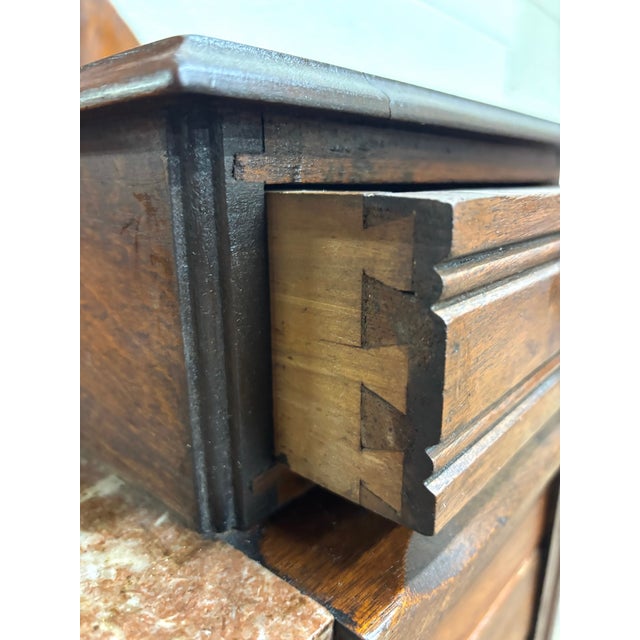 Antique Victorian Eastlake Walnut Dresser With Swivel Mirror and Marble Inlay For Sale - Image 11 of 14