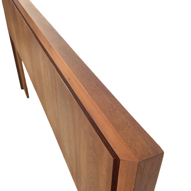 Mid-Century Modern Walnut Headboard With Chrome Inlay- Queen For Sale - Image 11 of 16