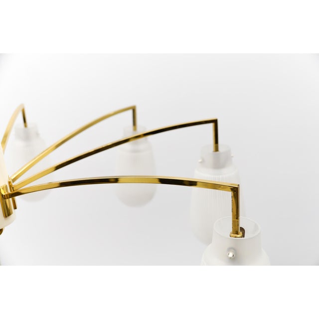 Mid-Century Modern Nine-Armed Brass and Glass Sputnik Lamp, 1950 For Sale - Image 9 of 13