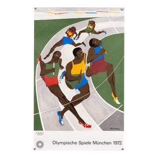 Olympics Serigraph Poster by Jacob Lawrence, 1972 For Sale
