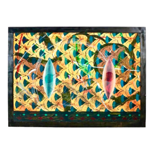 Yuval ShaulLarge Israeli Abstract Pattern & Decoration Oil Painting Yuval Shaul Steel Frame