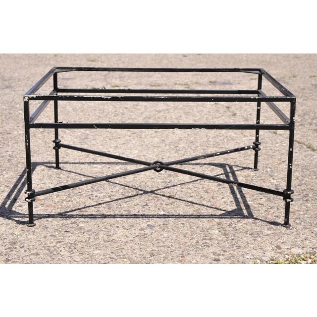 Traditional Vintage Regency Giacometti Style Wrought Iron Rectangular Coffee Table Base For Sale - Image 3 of 11