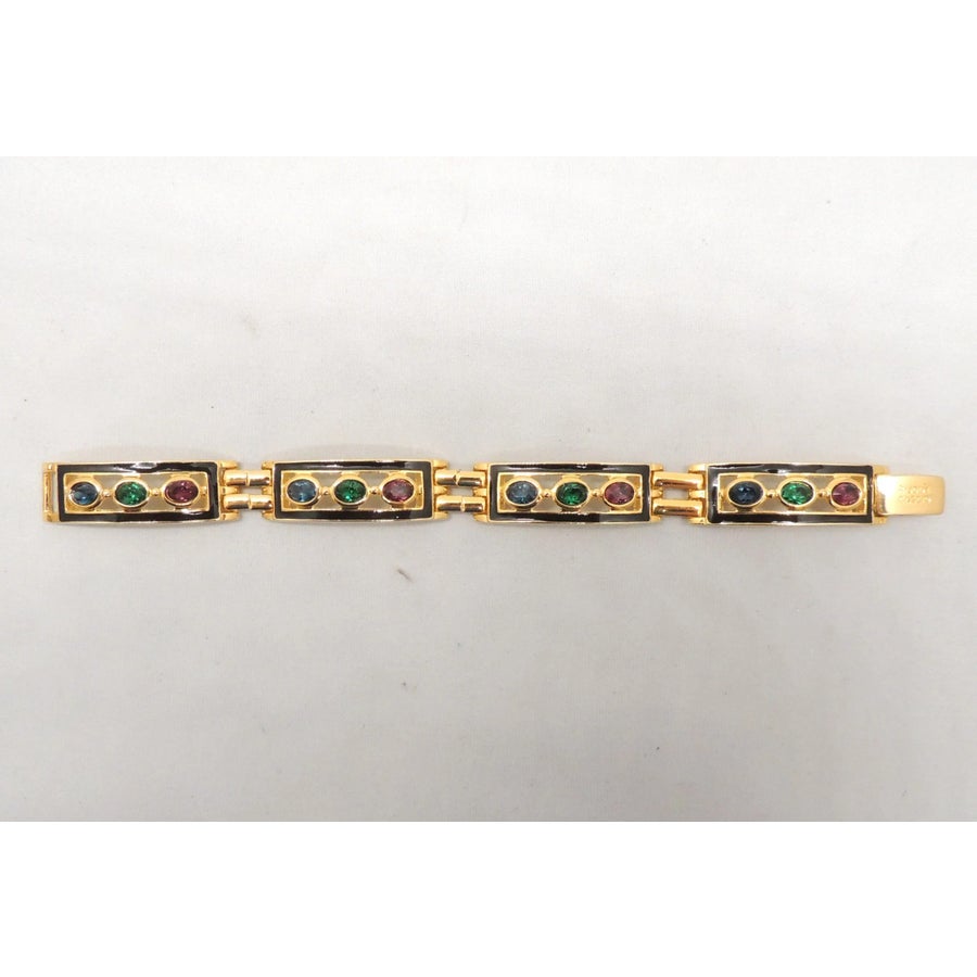 アクセサリー 80s Italy Vintage Torsade Bracelet 34g Vintage 1980s Signed Bijoux Cascio Italy Enamel & Rhinestone