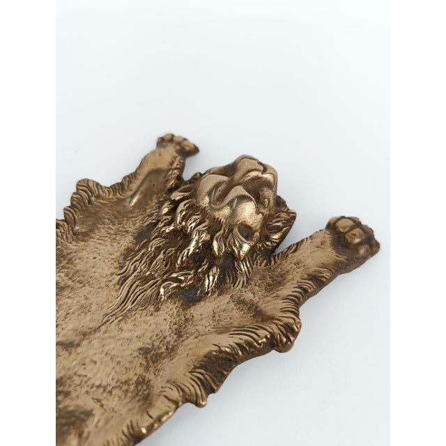 Vintage Brass Ashtray Depicting the Mythological Nemean Lion Skin, Italy, 1970s For Sale - Image 10 of 18
