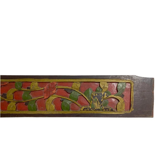 1960s Chinese Vintage Restored Wood Flower Carving Wall Hanging Art Plaque For Sale - Image 5 of 6