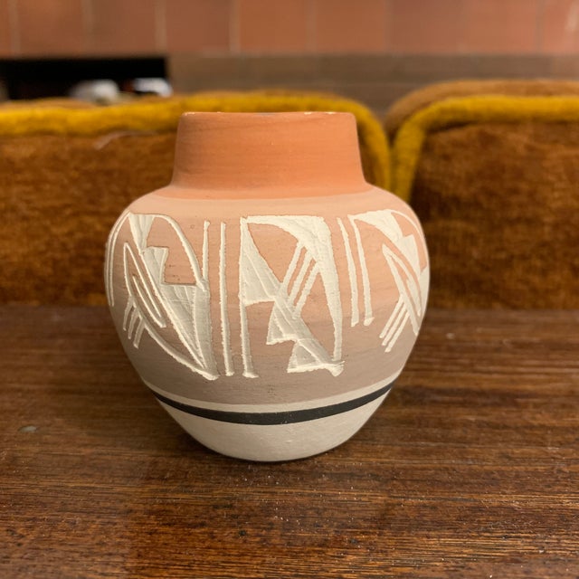 Vintage Navajo Orange Terra Cotta Pottery Vase, Signed Chairish
