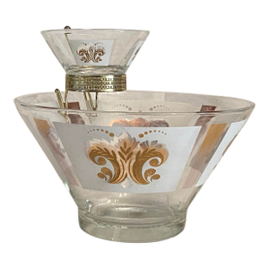 MCM Anchor Hocking Fleur De Lis Chip and Dip Bowls With Metal Hanger - Set of 3