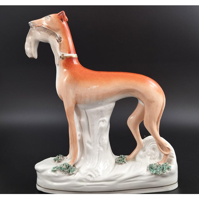 An impressive and unusually large pair of Victorian Staffordshire pottery figures, made in England circa 1850. Modelled as...