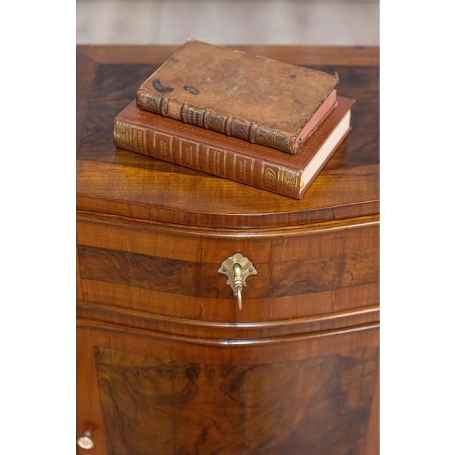 Italian 19th Century Serpentine Front Bedside Tables with Burled Walnut - a Pair For Sale - Image 12 of 12