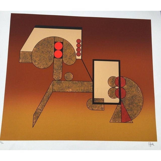 Felguérez Barra Manuel, Abstraction Gold Embossing 32/50 Forms, 1970s, Lithograph For Sale - Image 11 of 13