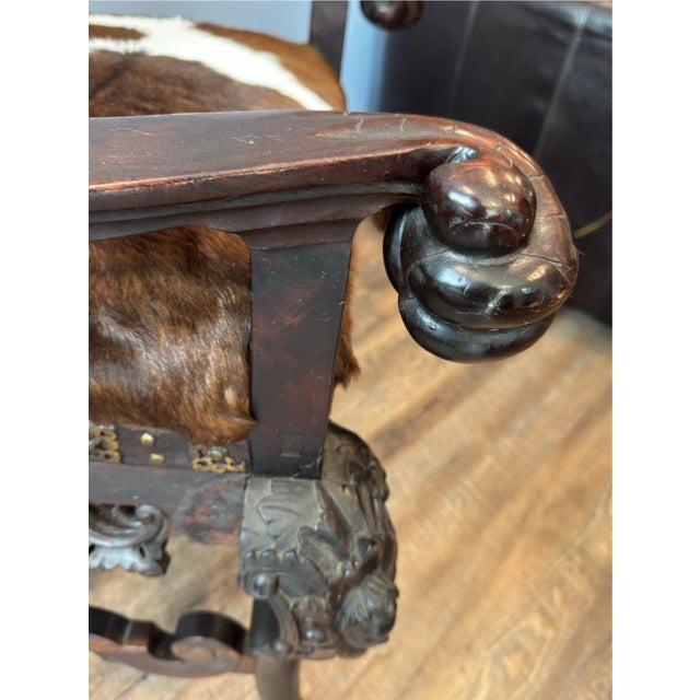 Rare Find! This beautiful armchair dates back to the late 19th-early 20th C. Featured intricate ornate carvings brass...