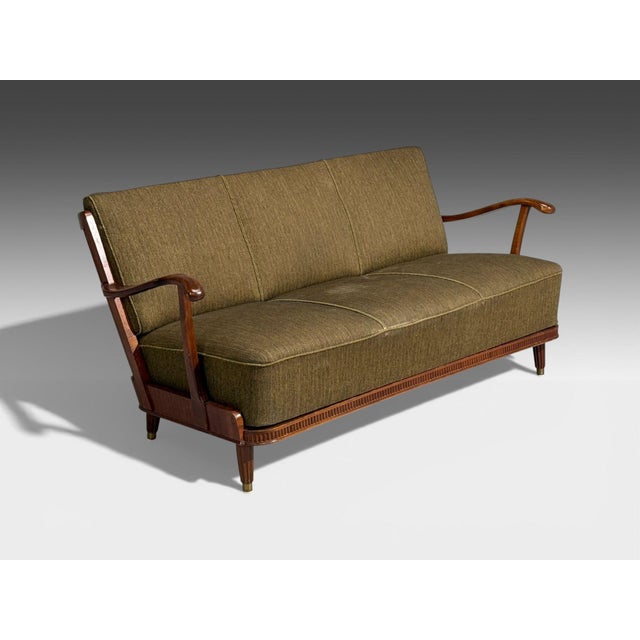 Mid-Century Modern Svante Skogh, Sofa, Beech, Fabric, Sweden, 1940s For Sale - Image 3 of 12