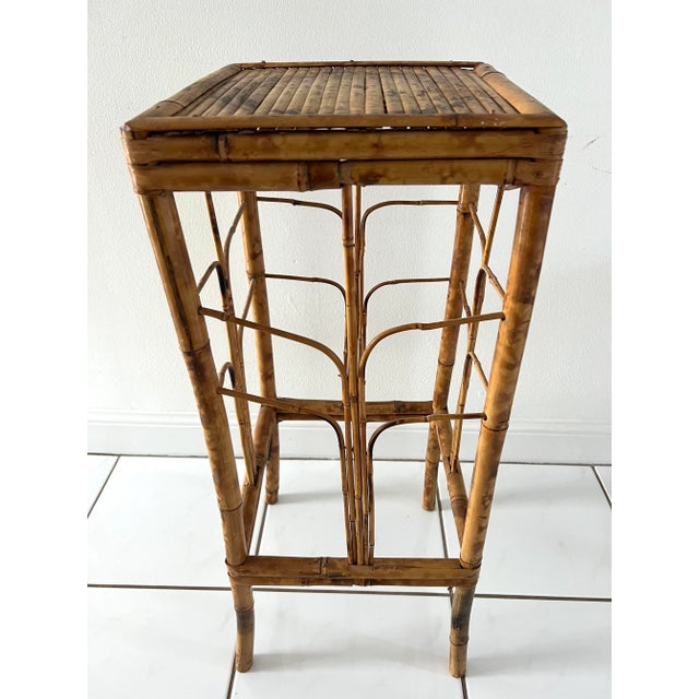 Tall Tortoise Rattan Bamboo Plant Stand For Sale - Image 4 of 10
