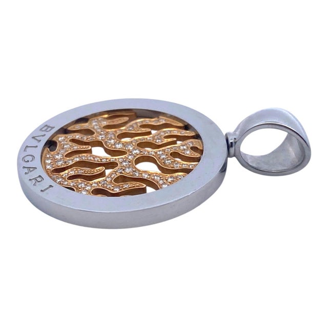 Bulgari Vintage Bvlgari Tondo Fire Diamond 18k Stainless Pendant For Sale - Image 4 of 8