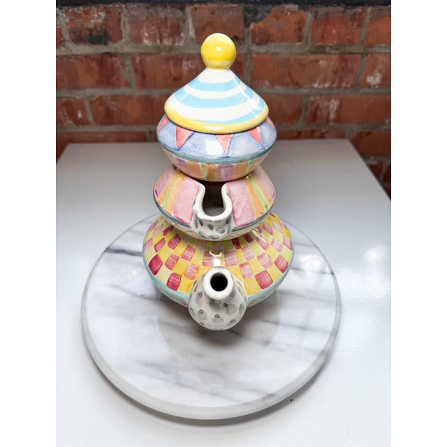 Traditional Vintage Hand Painted MacKenzie Childs Tea Set in “High Tea Time” Pattern For Sale - Image 3 of 12