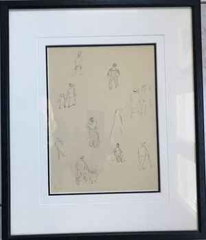 Albert Marquet, Study of Characters, Original Drawing, Framed