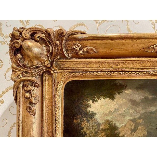 Mountainous Landscape, 1800s, Small Oil on Panel For Sale - Image 4 of 11