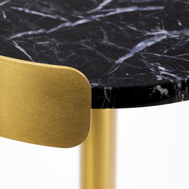 Regina Andrew Pedros Round Drink Table, Brass/Black Marble For Sale - Image 4 of 6