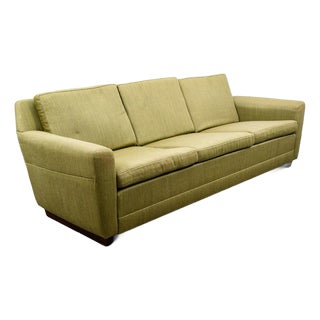 Mid Century Danish Modern Sofa Couch Rosewood Green Wood Vintage Denmark 3 Seat For Sale