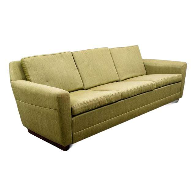 Mid Century Danish Modern Sofa Couch Rosewood Green Wood Vintage Denmark 3 Seat For Sale