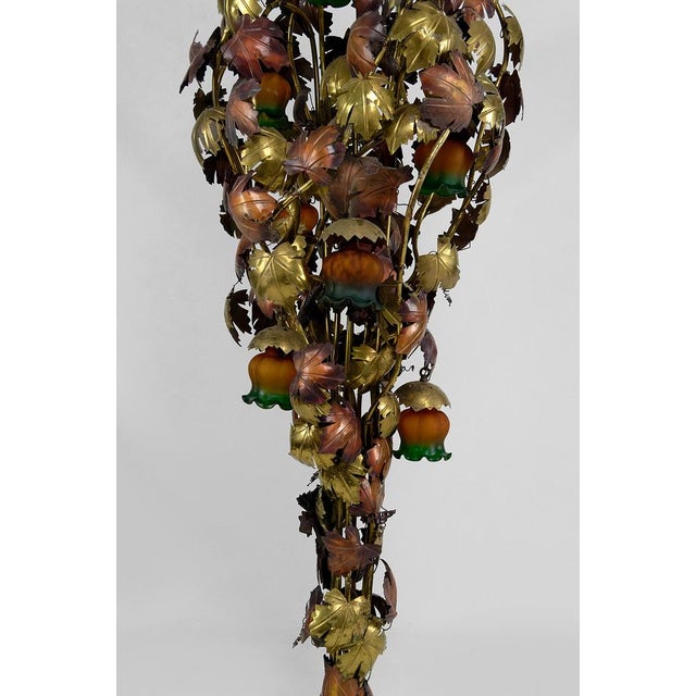 Vintage Hollywood Regency Vine Floor Lamp in Patinated Metal, 1960 For Sale - Image 4 of 16